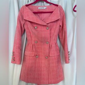 Self-Portrait Pink Double-Breasted Dress